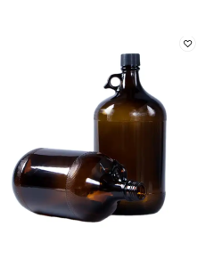 2.5L 4L water kombucha amber glass wine beer growler with small handle and black plastic cap